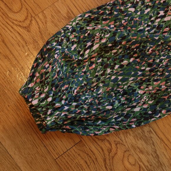 THE SHIRT ROCHELLE BEHRENS button down blouse green multi ruffle M cottagecore - Picture 7 of 10